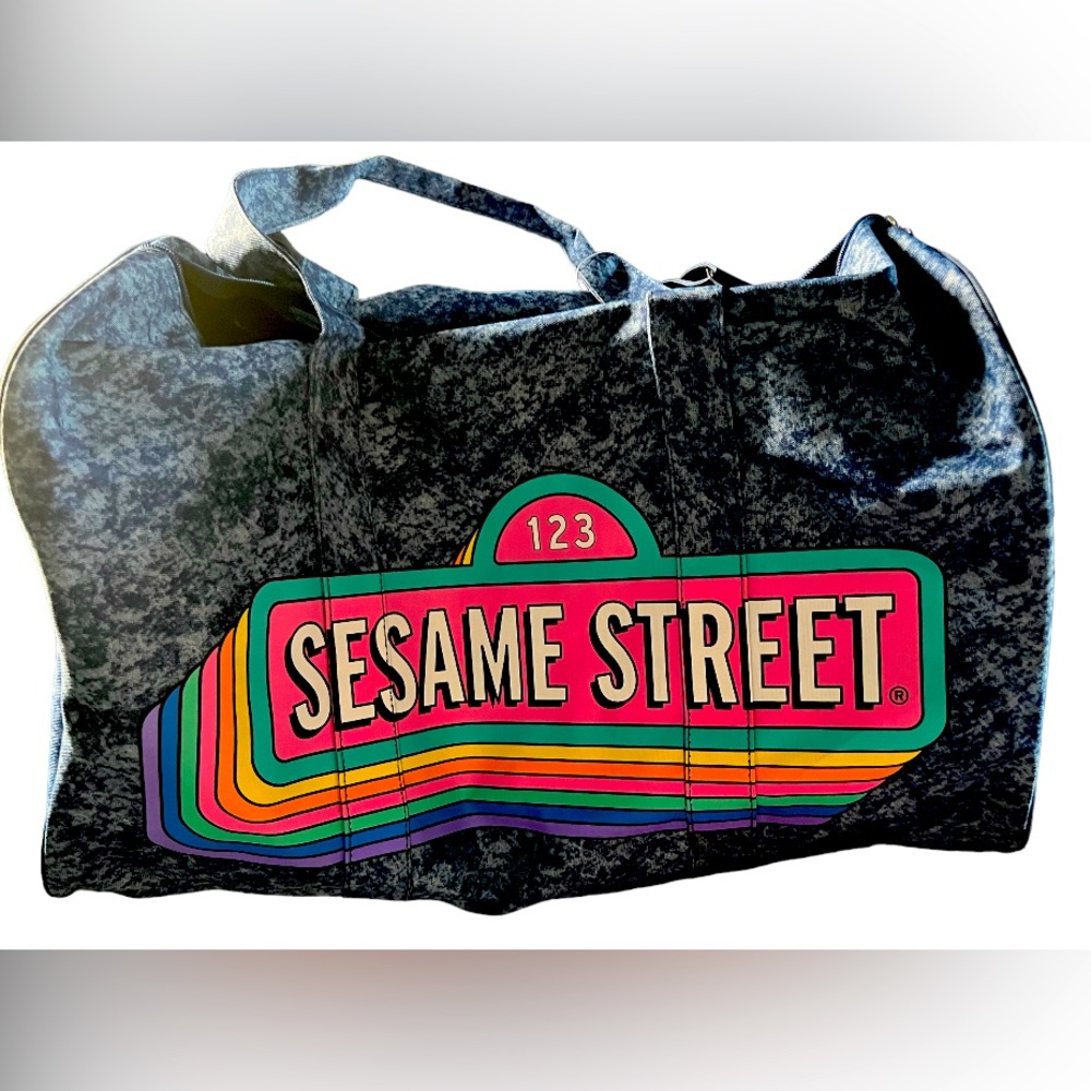 Large Sesame Street denim duffel bag